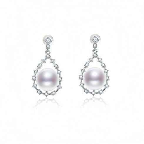 Teardrop Zirconia Pearl Earrings